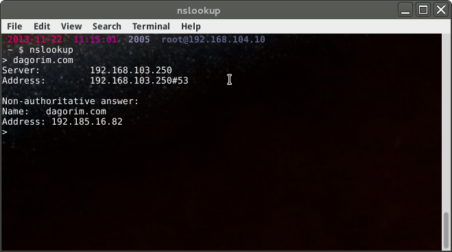 nslookup screenshot