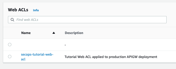 Web ACL Selection