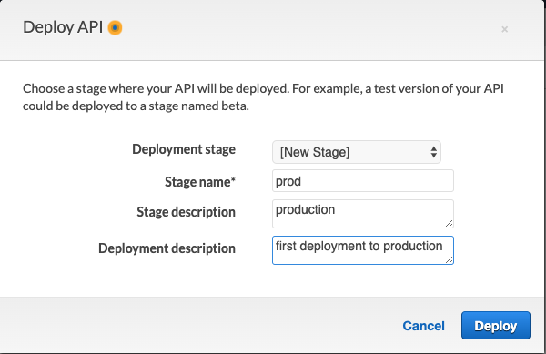 Deploy API &gt; Name Stage
