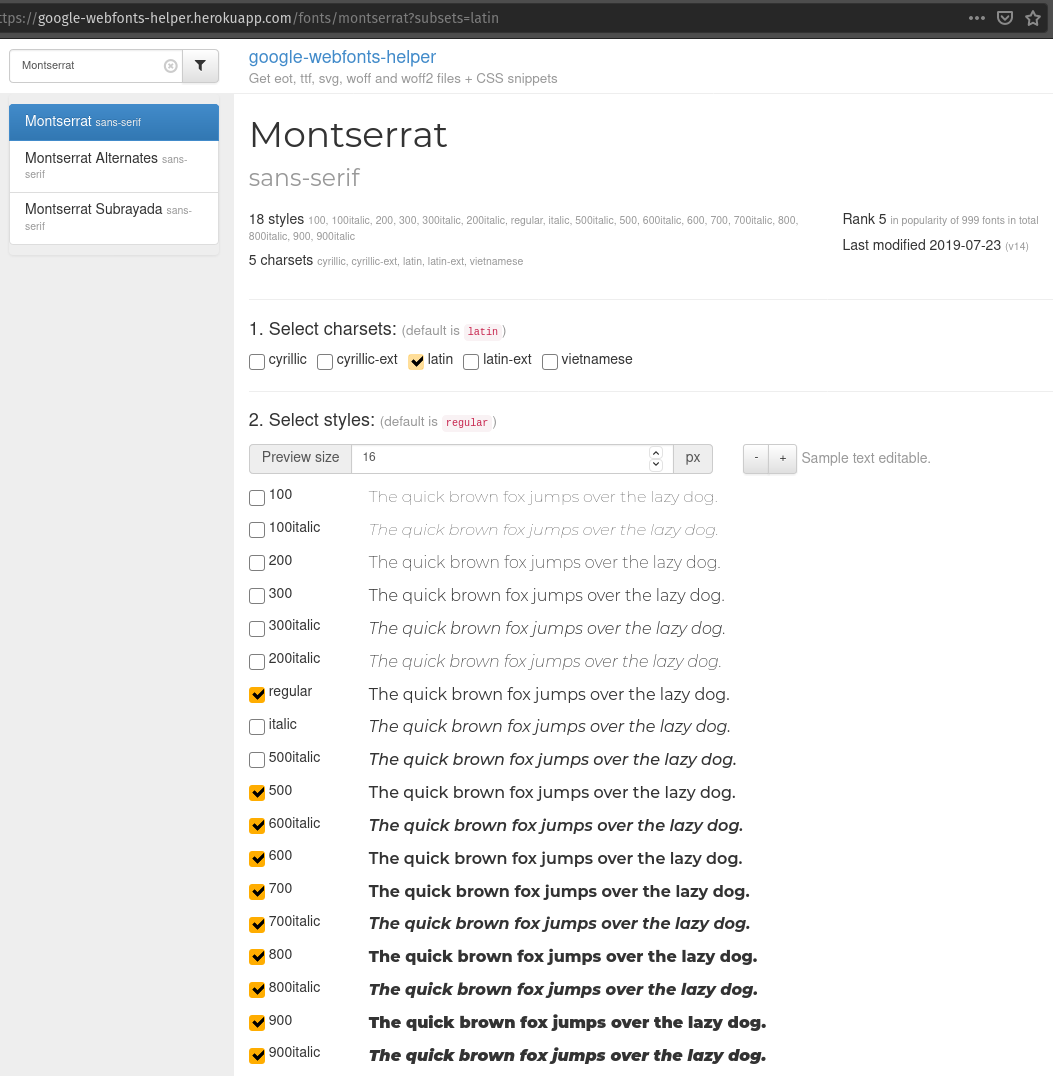 Montserrat font search